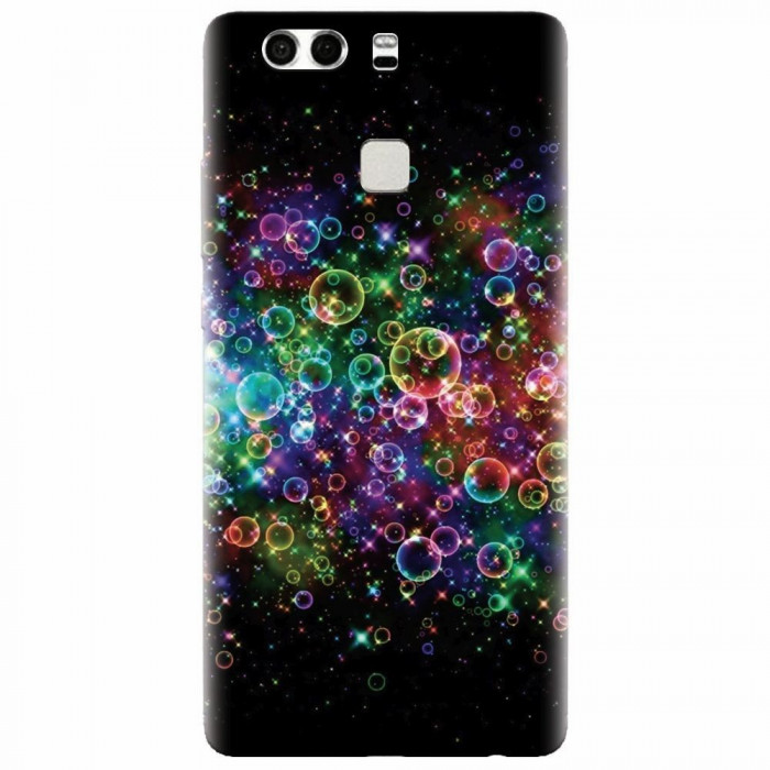 Husa silicon pentru Huawei P9, Rainbow Colored Soap Bubbles