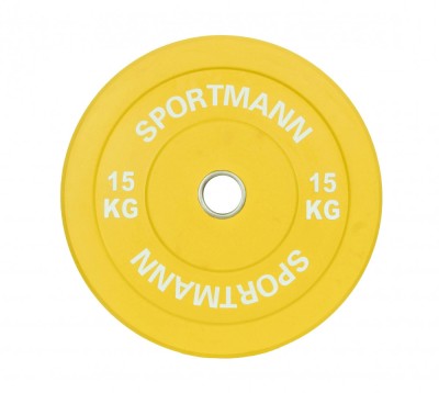Greutate Cauciuc Bumper Plate SPORTMANN - 15 kg / 51 mm - Galben FitLine Training foto
