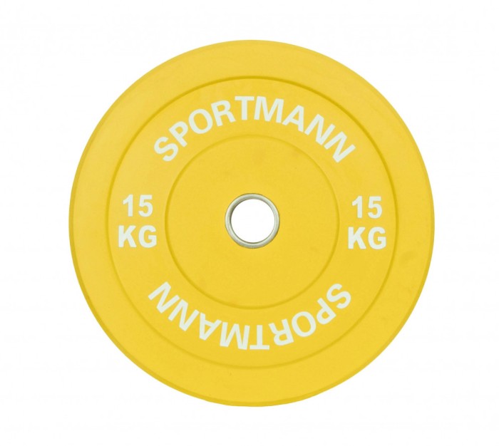 Greutate Cauciuc Bumper Plate SPORTMANN - 15 kg / 51 mm - Galben FitLine Training