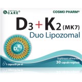 Cosmo Pharm D3 + K2 (MK-7) Duo lipozomal capsule pentru imunitate, sănătatea sistemului osos și activitate musculară 30 caps.