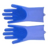 Cumpara ieftin Set manusi din silicon cu perii pentru spalat vase, albastru, Oem