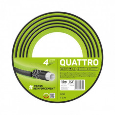 Furtun pentru gradina Cellfast Quattro, 15 m, 20 bar, 1/2 inch, 4 straturi armatura, flexibil, protectie UV, Verde