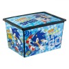 Cutie Depozitare Jucării, Sonic, Capac și Roti, Albastru, Dimensiuni 52.5x37x31cm, Capacitate 50L, Oem