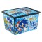 Cutie Depozitare Jucării, Sonic, Capac și Roti, Albastru, Dimensiuni 52.5x37x31cm, Capacitate 50L