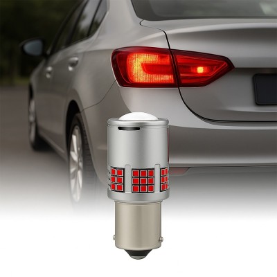 Bec LED Auto P21W / BA15S / 1156 cu Lupa si 60 LED-uri Premium Culoare Rosu pentru Pozitie spate sau Frana, lumini de zi, CANBUS, fara eroare de bec a foto