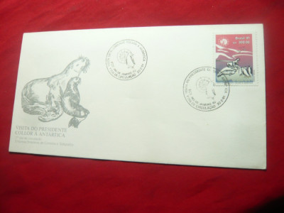 Plic FDC Brazilia 1991 - Vizita Pres. Collor in Antarctica foto