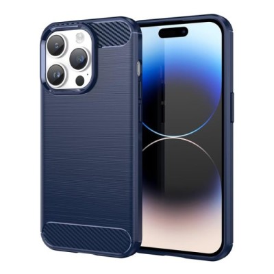 Husa pentru iPhone 14 Pro - Techsuit Carbon Silicone - Blue foto