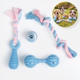 Set Jucarii pentru Catei, 4 buc, Albastru Deschis, TPR, Cu Sunet, CMCLASS