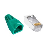 Cumpara ieftin Set 10 x mufa ecranata + manson de protectie, RJ45, CAT5 CAT6, 8 pini 8P8C, verde