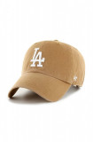 47brand șapcă de baseball din bumbac MLB Los Angeles Dodgers culoarea bej, cu imprimeu B-NLRGW12GWS-QL, 47 Brand