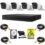 Kit supraveghere Hikvision Hilook, 4 camere 2MP, IR 20m, DVR 4 canale, 4MP, Accesorii, HDD 500GB, Autocolant Rovision SafetyGuard Surveillance