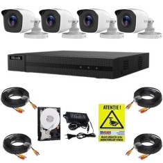 Kit supraveghere Hikvision Hilook, 4 camere 2MP, IR 20m, DVR 4 canale, 4MP, Accesorii, HDD 500GB, Autocolant Rovision SafetyGuard Surveillance