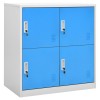 Dulap vestiar metalic vidaXL, 90x45x92.5 cm, otel, gri deschis/albastru, 4 compartimente, incuietori