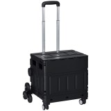 HOMCOM Cărucior de cumpărături Einkaufswagen, Treppensteiger, pliabil, cu m&acirc;ner telescopic, capacitate maximă de 65 kg, Negru | Aosom Romania