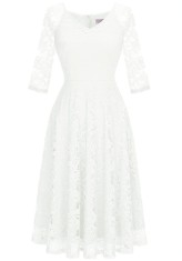 Rochii de seară elegante pentru femei Dressystar, ideale pentru nunți și cocktail, cu m&acirc;neci lungi, rochie de nuntă civilă, alb, L