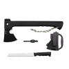 Topor Multifunctional 3in1 Ideallstore, Cutit, Amnar, Fluier, Otel Inoxidabil, Teaca Inclusa, Vanatoare, Camping, Negru, 35.5cm