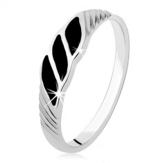 Inel din argint 925, trei valuri negre, striații oblice - Marime inel: 55