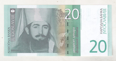 bnk bn Iugoslavia 20 dinari 2000 unc foto