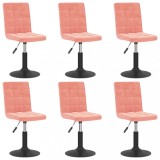 Cumpara ieftin Scaune de sufragerie pivotante 6 buc, roz, catifea