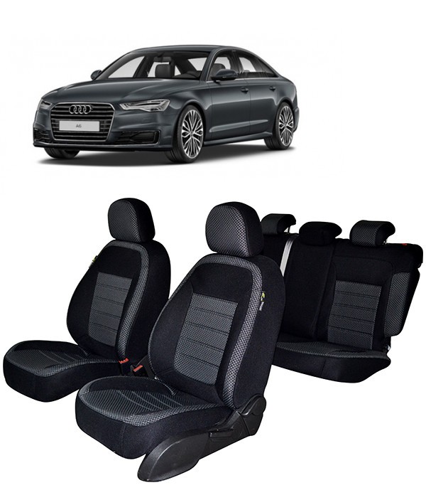 Set huse scaune dedicate AUDI A-6 (C7) 2012-2018 Premium (Bancheta fractionata si husa cotiera)