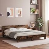 VidaXL Cadru de pat cu tăblie stejar fumuriu 180x200 cm lemn prelucrat