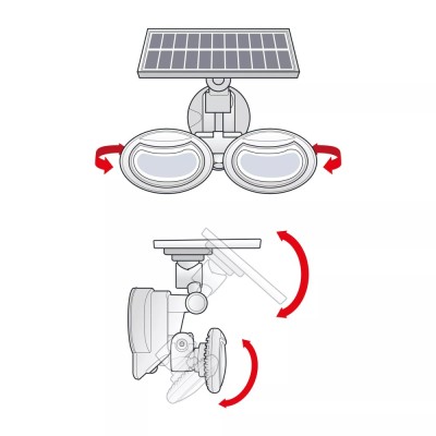 Reflector solar 8W 500lm IP65 cu senzor de miscare si cap rotativ 2 LED-uri COB foto