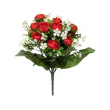 Buchet decorativ artificial, Trandafiri, 34 cm, Rosu, ATU-082696, Oem