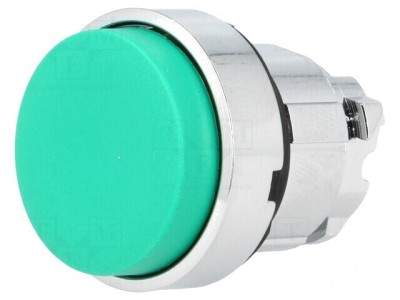 Comutator apăsare 22mm verde stabil 1 poziție foto