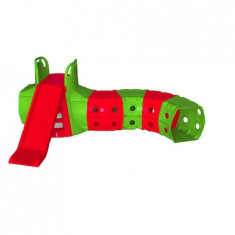 Tobogan cu tunel de joaca MyKids Verde-Rosu 01470/3 GreatGoods Plaything foto