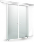 Usa culisanta Boss &reg; Duo model Confort alb, 60+60x215 cm, sticla mata securizata, glisanta in ambele directii, Modern Glass Art