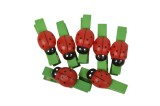 Set 10 carlige din lemn cu buburuze,3.5cm