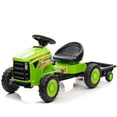 Tractoras cu pedale, Kinderauto G206, pentru copii intre 3 si 6 ani, remorca inclusa, culoare Verde foto