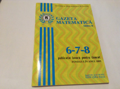 GAZETA MATEMATICA NR 6-7-8 /2015--RF13/0 foto