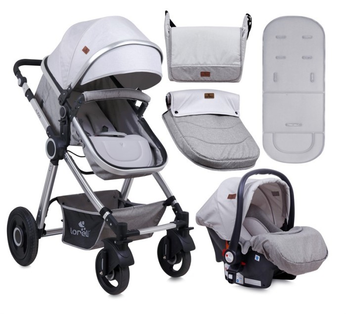 Carucior 3 in 1 Alexa, roti cauciuc cu camera Lorelli Grey Carucior 3 in 1 Alexa, roti cauciuc cu camera Lorelli Grey