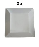 Set 3 farfurii adanci patrate, 21&times;4.5 cm, Alb Mat