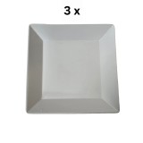 Set 3 farfurii adanci patrate, 21&times;4.5 cm, Alb Mat