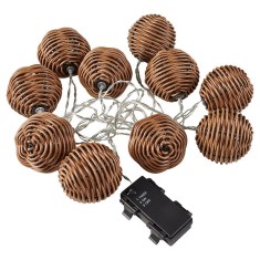 Ghirlanda decorativa LED CasaLux, 10 led uri, rattan, 2 baterii
