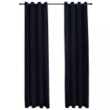 Cumpara ieftin Draperii opace cu inele, 2 buc., negru, 140 x 245 cm, catifea