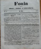 Foaia pentru minte , inima si literatura , nr. 19 , 1863 , Brasov , J. Barasch