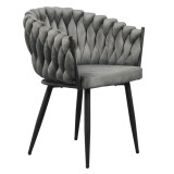 Cumpara ieftin Scaun dining catifea gri metal negru Bler 64x55x78 cm