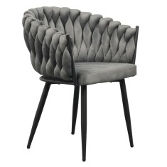 Scaun dining catifea gri metal negru Bler 64x55x78 cm