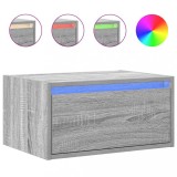 Cumpara ieftin Noptiera montata pe perete cu lumini LED, sonoma gri