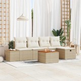 Cumpara ieftin Set de canapele pentru grădină cu pernă 6 pcs Bej Rattan poli