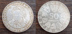 (A133) MONEDA DIN ARGINT AUSTRIA - 50 SCHILLING 1978, FRANZ SCHUBERT, KM#2937 foto