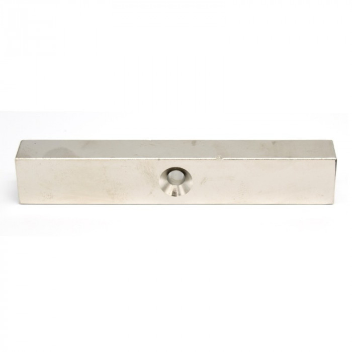 Magnet neodim bloc 120 x 20 x 15 mm cu gaură și șanfren D7 / D12