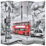 Paravan cameră pliabil, 200x170 cm, autobuz londonez, negru/alb, vidaXL