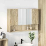 vidaXL Dulap cu oglindă pentru baie Stejar sonoma 80 x 17 x 55 cm 883356