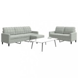 VidaXL Set de canapele cu perne, 3 piese, gri deschis, catifea