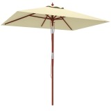 Outsunny Umbrelă de Grădină &Icirc;nclinabilă cu Sistem cu Șnur și Orificiu de Ventilație, 200x150x235 cm, Bej | Aosom Romania
