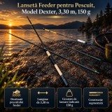 Lansetă Feeder pentru Pescuit, Model Dexter, 3,30 m, 150 g